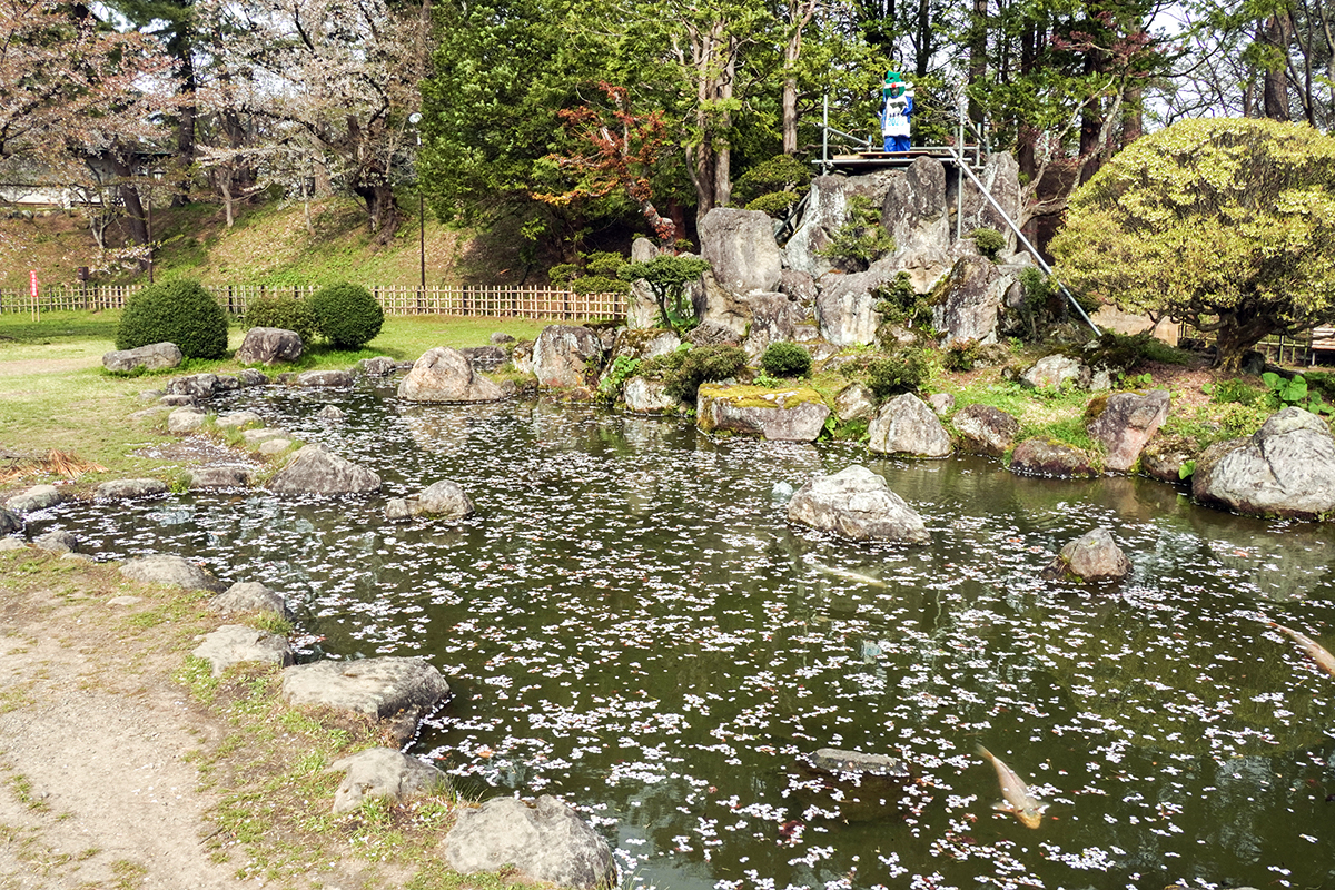 2026年4月22日、弘前公園・丑寅櫓前遊び場の池